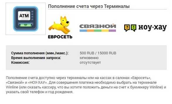 Пополнение счета Винлайн