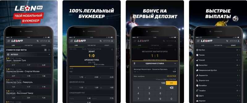 Интерфейс и функционал приложения БК Леон
