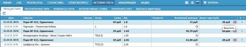 Как сделать выкуп ставки в БК Бетсити